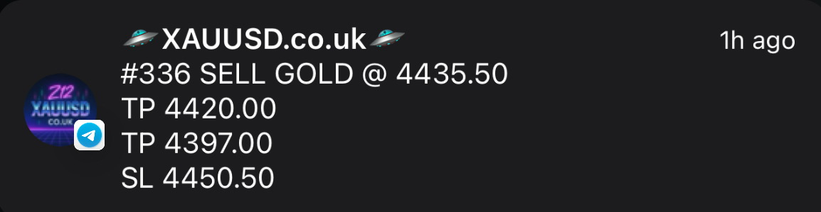 XAUUSD signal notification from Telegram